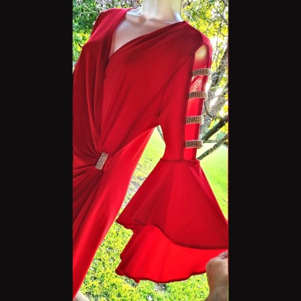 ❤️Beautiful MSK red rhinestone dress size Med ♥️ - Picture 4 of 6